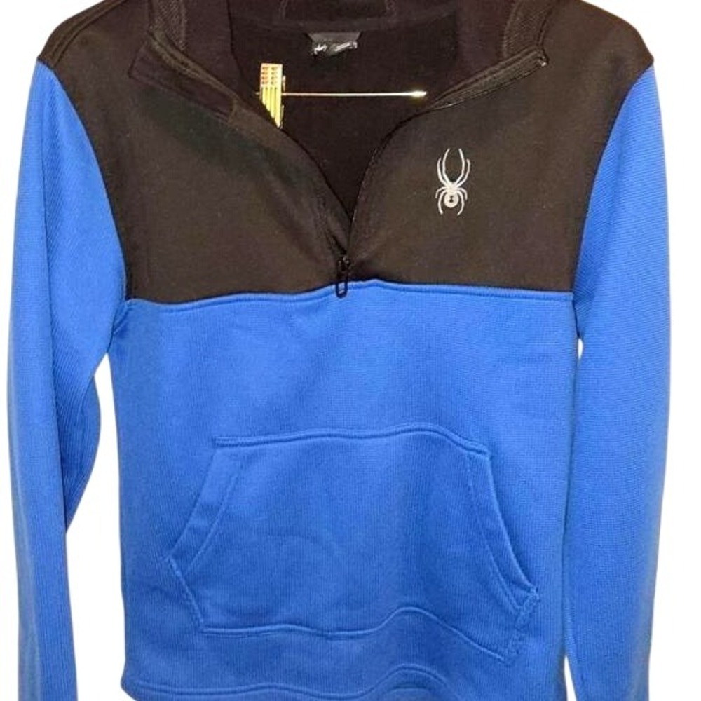 Spyder Pullover Sweatshirt Quarter Zip Athletic Pullover Top Blue Black S - Picture 6 of 6